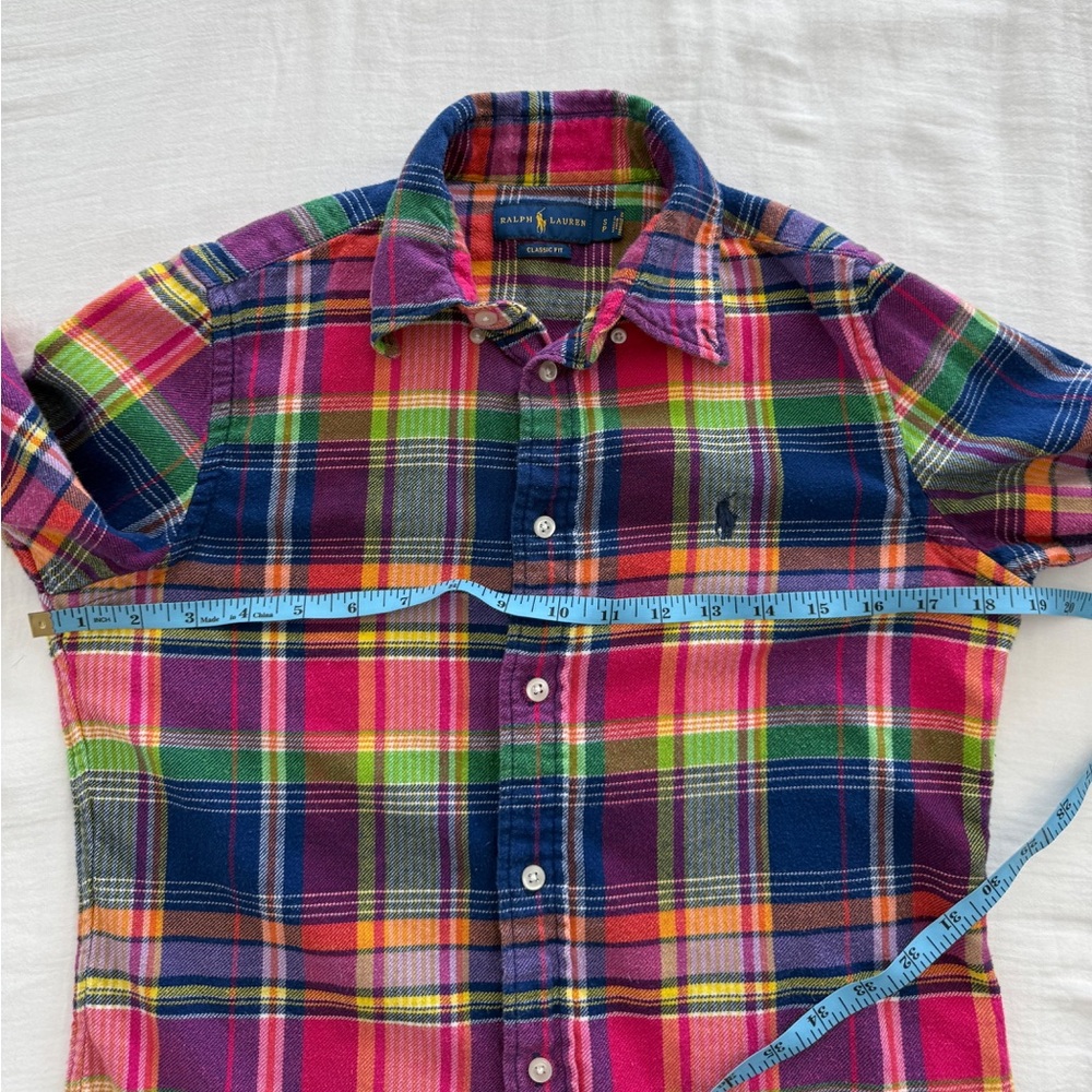 Vintage Ralph Lauren Multicolored Plaid Flannel Button Down Top - Picture 7 of 8